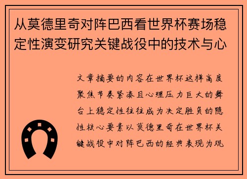 从莫德里奇对阵巴西看世界杯赛场稳定性演变研究关键战役中的技术与心态
